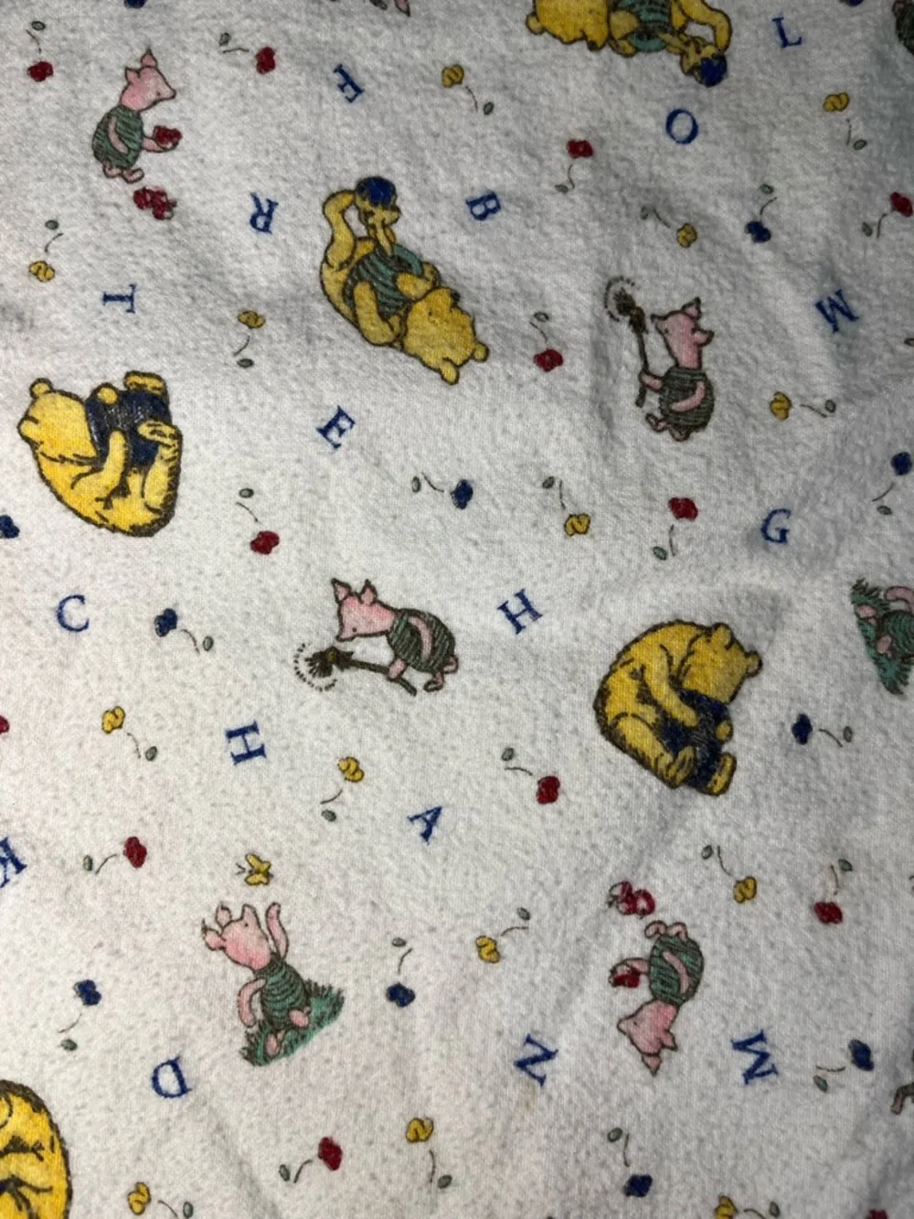 Vintage 1998 Disney Classic Pooh Crib Fitted Sheet 3pc Set ABC Blanket
